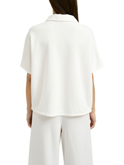 Smith & Soul Oversize Scuba Floral Beaded Sleeve Polo Shirt, Off White - view 2, Off White
