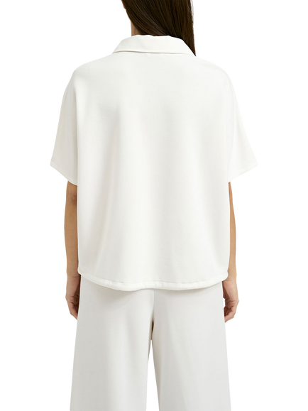 Smith & Soul Oversize Scuba Floral Beaded Sleeve Polo Shirt, Off White - view 2, Off White