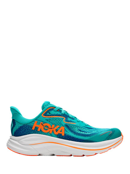 HOKA Kids' Clifton 10 Jacquard Trainers, Blue/Aqua, Blue/Aqua