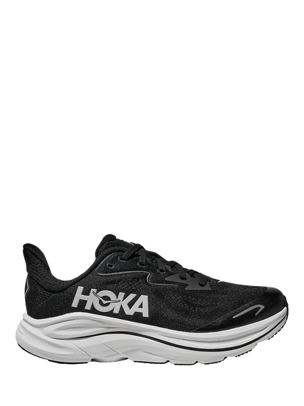 HOKA Kids' Clifton 10 Jacquard Trainers, Black/White, Black/White