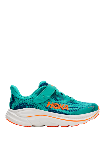 HOKA Kids' Clifton 10 Mesh Trainers, Blue/Aqua, Bliue/Aqua