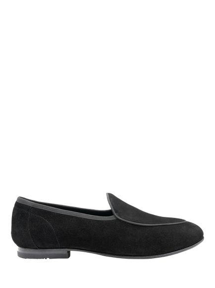 Loake Belgrave Suede Loafers, Black, Black
