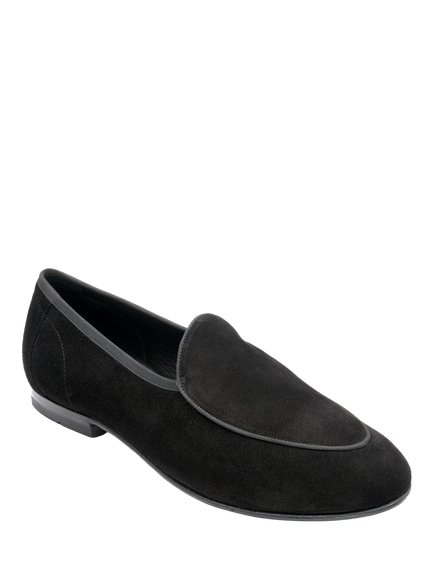 Loake Belgrave Suede Loafers, Black - view 2, Black