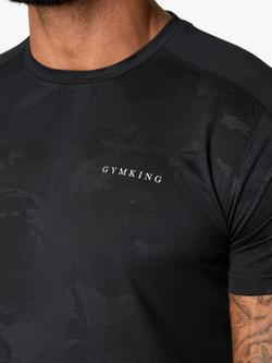 Gym King Debossed Camo T-Shirt, Black - view 2, Black