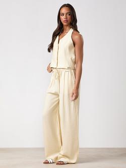 Gym King Signature Woven Paper Bag Trousers, Buttermilk