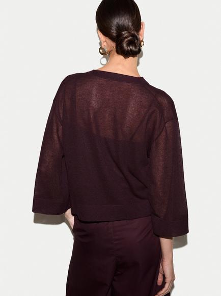 Jigsaw Sheer Cover Up Cardigan - view 2, Aubergine