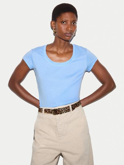 Jigsaw Supima Cotton Scoop Neck T-Shirt, Shirt Blue