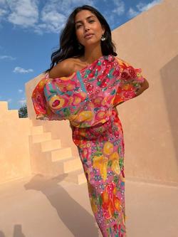 Never Fully Dressed Asymmetric Maxi Dress, Multi, Multi