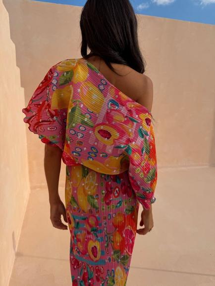 Never Fully Dressed Asymmetric Maxi Dress, Multi - view 2, Multi