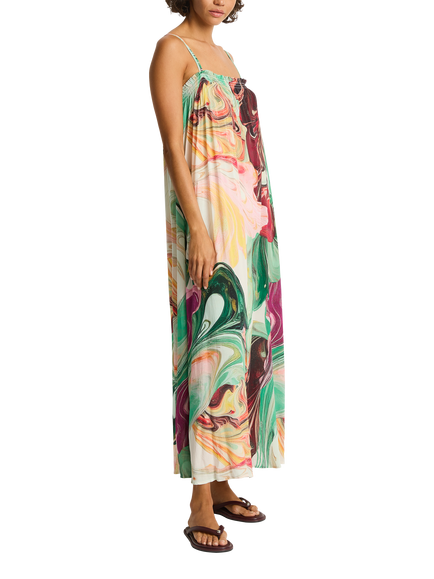 Sea Level Abyss Maxi Bandeau Dress, Moss - view 2, Moss