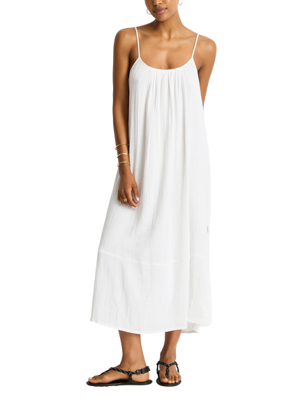 Sea Level Sunset Tie Back Sundress, White