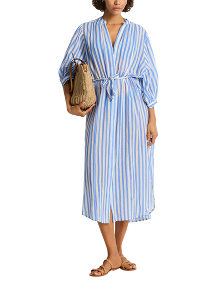 Sea Level Vacay Boho Long Shirt Dress, Chambray