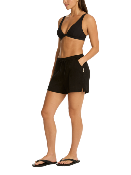 Sea Level Sunset Beach Shorts - view 2, Black