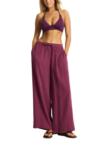 Sea Level Sunset Beach Trousers, Merlot, Merlot