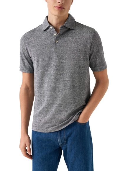 Eton Linen Cotton Blend Polo Shirt, Grey, Grey