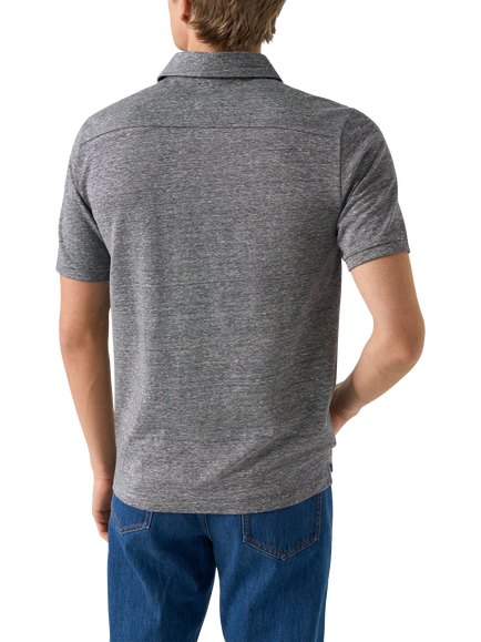 Eton Linen Cotton Blend Polo Shirt, Grey - view 2, Grey