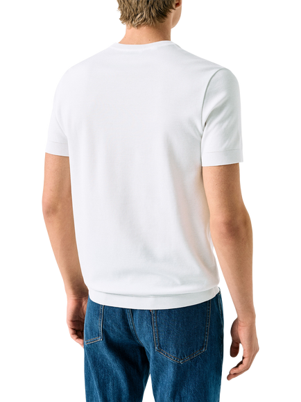 Eton Self Rib Jersey Cotton Crew Neck T-Shirt, White - view 2, White