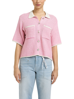 Smith & Soul Stripe Polo Collar Cardigan, Pink Multi, Pink Multi