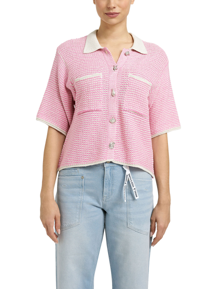 Smith & Soul Stripe Polo Collar Cardigan, Pink Multi, Pink Multi