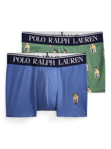 Ralph Lauren Stretch Cotton Bear Trunks, Pack of 2, Green Mid, Green Mid
