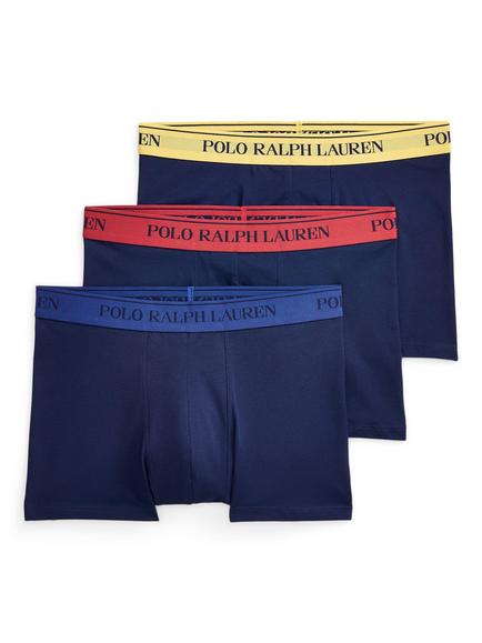 Ralph Lauren Stretch Cotton Waistband Trunks, Pack of 3, Blue Navy, Blue Navy