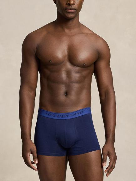 Ralph Lauren Stretch Cotton Waistband Trunks, Pack of 3, Blue Navy - view 2, Blue Navy