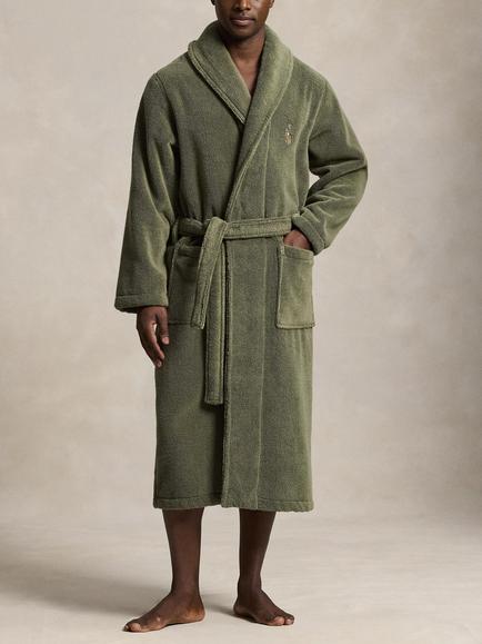 Polo Ralph Lauren Cotton Shawl Collar Robe, Green Olive, Green Olive