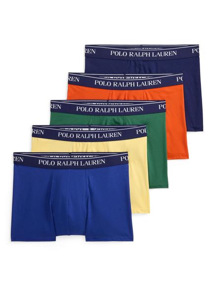 Ralph Lauren Stretch Cotton Plain Waistband Trunks, Pack of 5, Multi Multi, Multi Multi