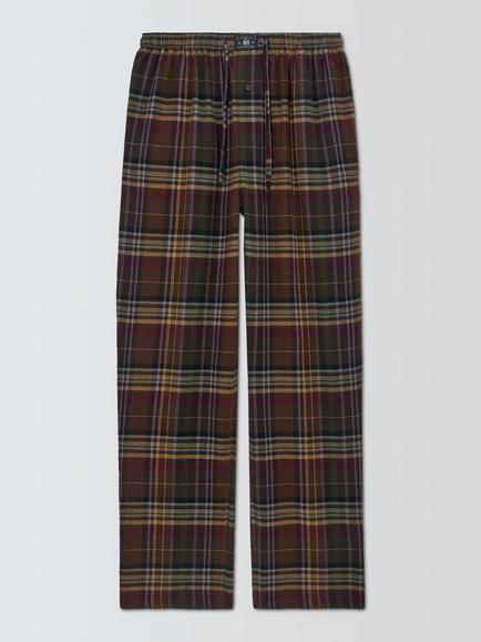 Ralph Lauren Cotton Flannel Check Pyjama Trousers, Brown Mid, Brown Mid