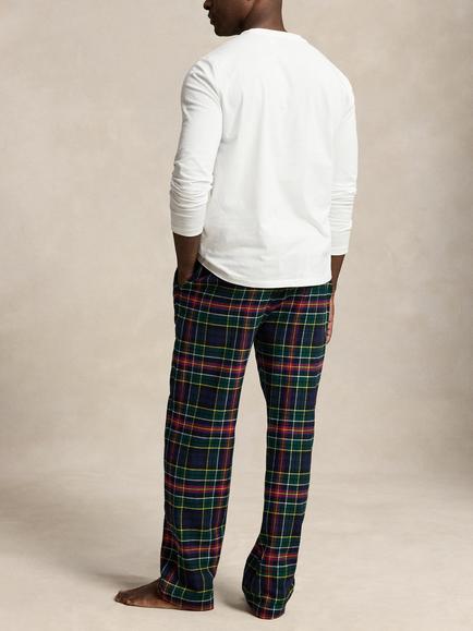 Ralph Lauren Cotton Long Sleeve Jersey Top & Flannel Trousers Pyjama Set, , White White - view 2, White White