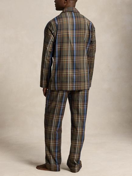 Polo Ralph Lauren Plaid Cotton Pyjama Set, Green Olive - view 2, Green Olive