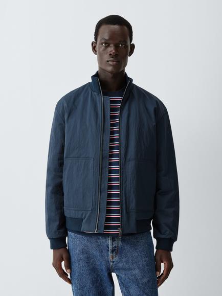 Kin Rib Collar Bomber Jacket, Navy, Navy