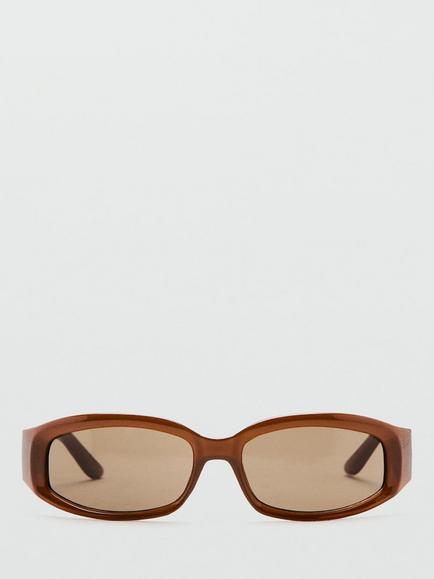 Mango Rectangular Sunglasses, Brown, Brown