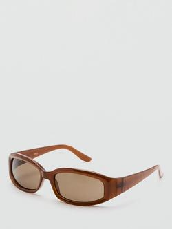 Mango Rectangular Sunglasses, Brown - view 2, Brown