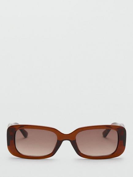 Mango Rectangular Sunglasses, Brown, Brown