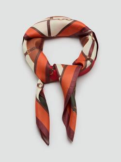 Mango Abstract Print Square Scarf, Orange - view 2, Orange