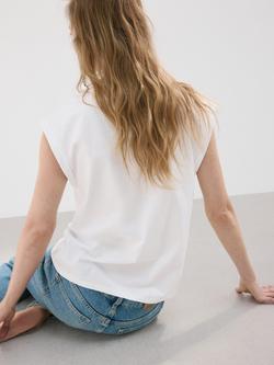 Mango Pure Cotton Cap Sleeve T-Shirt, White - view 2, White