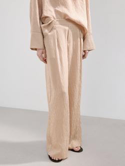 Mango Striped Wide Leg Trousers, Brown, Brown