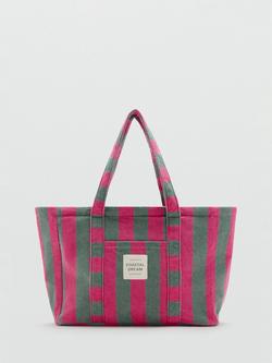 Mango Striped Cotton Tote Bag, Multi