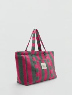 Mango Striped Cotton Tote Bag - view 2, Multi