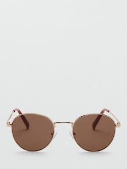 Mango Round Sunglasses, Gold, Gold