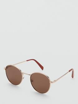 Mango Round Sunglasses, Gold - view 2, Gold