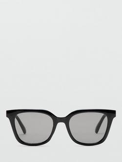 Mango Square Sunglasses, Black, Black
