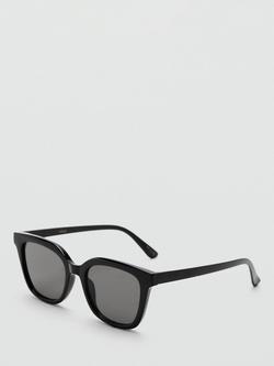 Mango Square Sunglasses, Black - view 2, Black