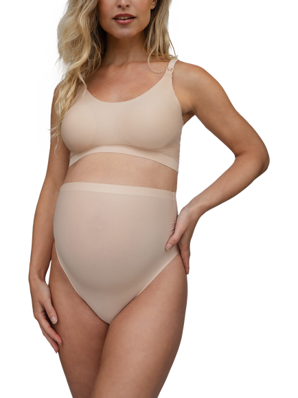 Bye Bra Maternity High Waist Knickers, Beige - view 2, Beige