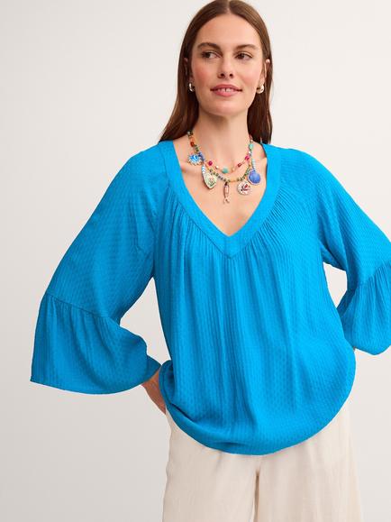 Monsoon Kallie Dobby Blouse, Teal, Teal