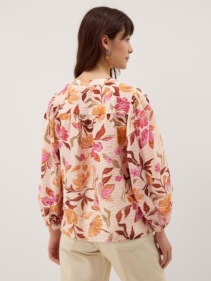 Monsoon Leila Floral Long Sleeve Shirt, Ivory - view 2, Ivory