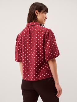 Monsoon Claire Polka Dot Shirt, Berry - view 2, Berry