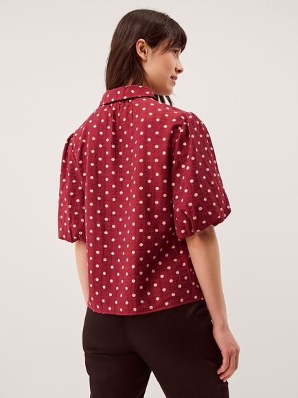Monsoon Claire Polka Dot Shirt, Berry - view 2, Berry