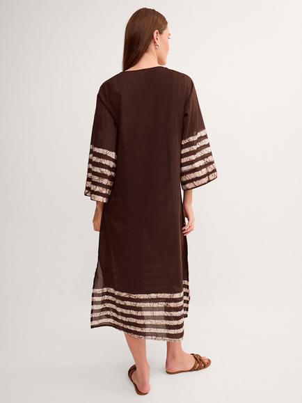 Monsoon Aurora Midi Dress, Brown - view 2, Brown